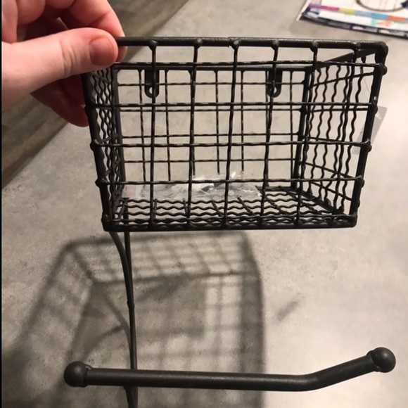 Grey Farmhouse Toilet Paper Holder with Shelf - Picture 2 of 4